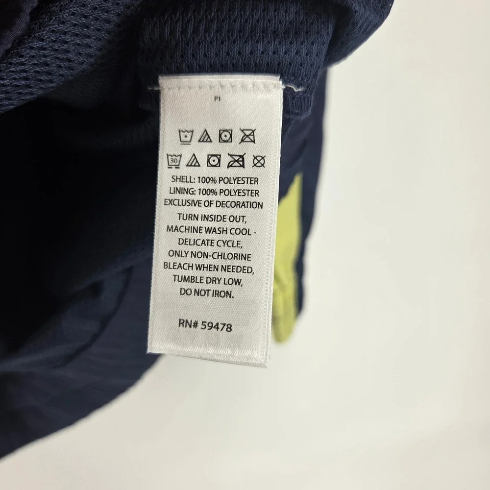 Tommy Bahama Windbreaker M 7/8 Blue Teal Yellow Hooded Jacket Sporty Coastal
